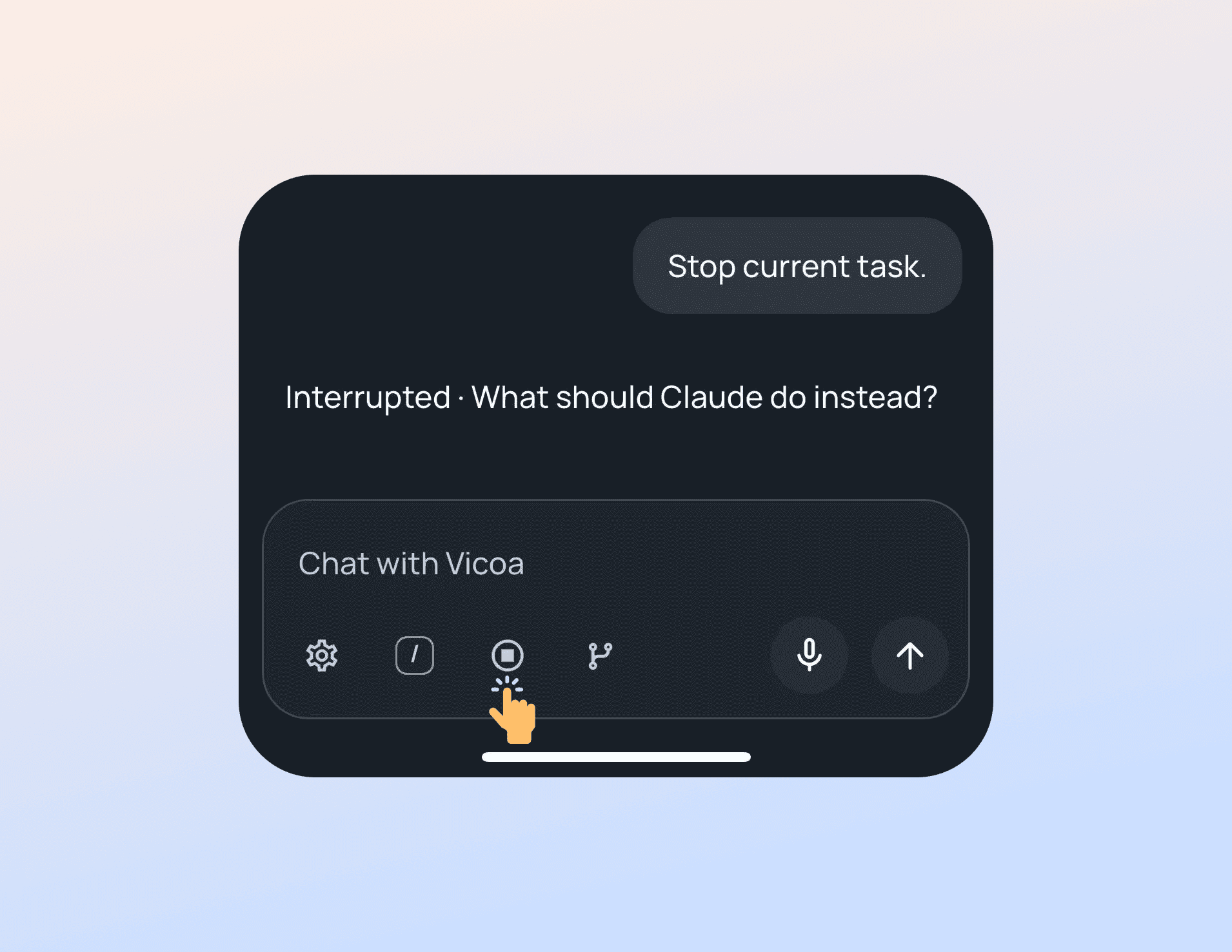 Stopping a running Claude Code session from the T-Ex LLM chat